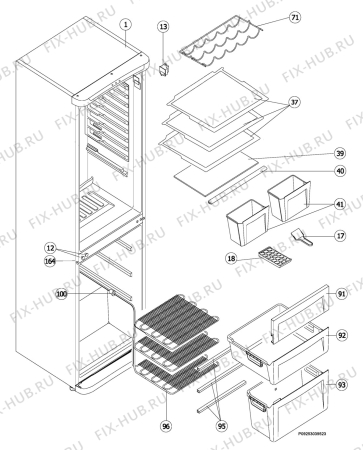 Взрыв-схема холодильника Electrolux ERB35090W - Схема узла Housing, inner